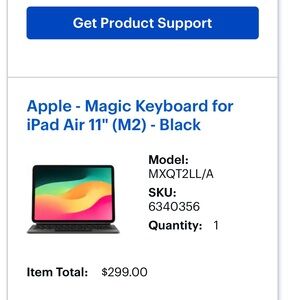 **Apple Magic Keyboard for iPad Air 11" (M2) - Sleek Black EUC**